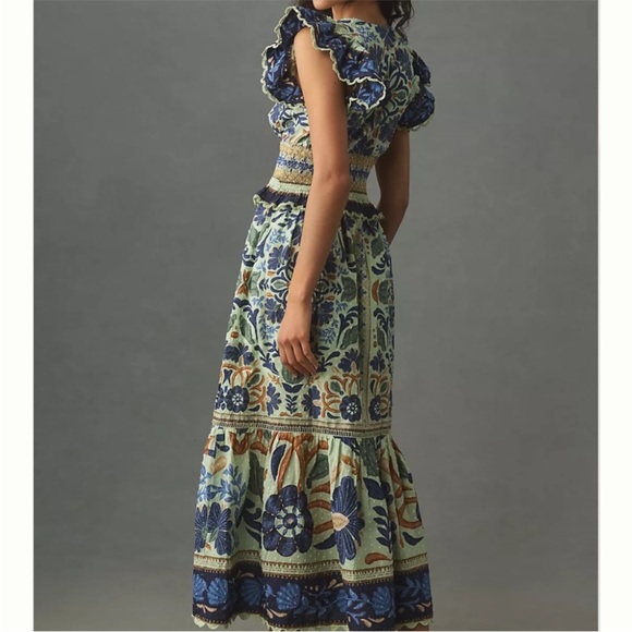 FARM RIO Ocean Tapestry Maxi Dress size XS Flutter Sleeve Floral - Picture 2 of 12